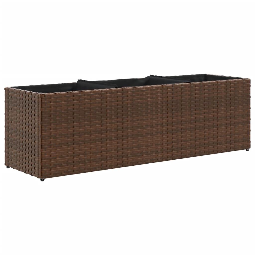 Fioriere da Giardino con 3 Vasi Marrone 105x30x32 cm Polyrattan 3210523