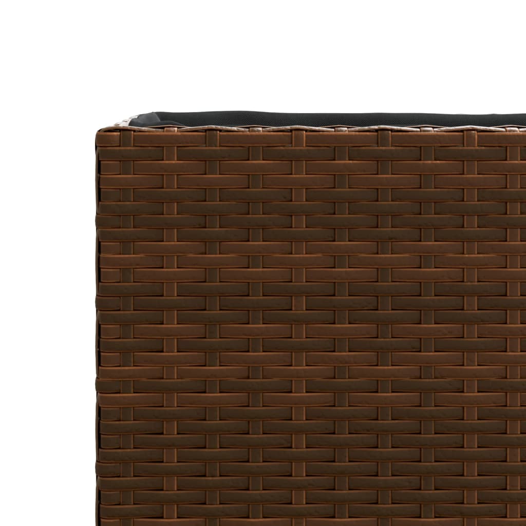 Fioriere da Giardino con 3 Vasi Marrone 105x30x32 cm Polyrattan 3210523