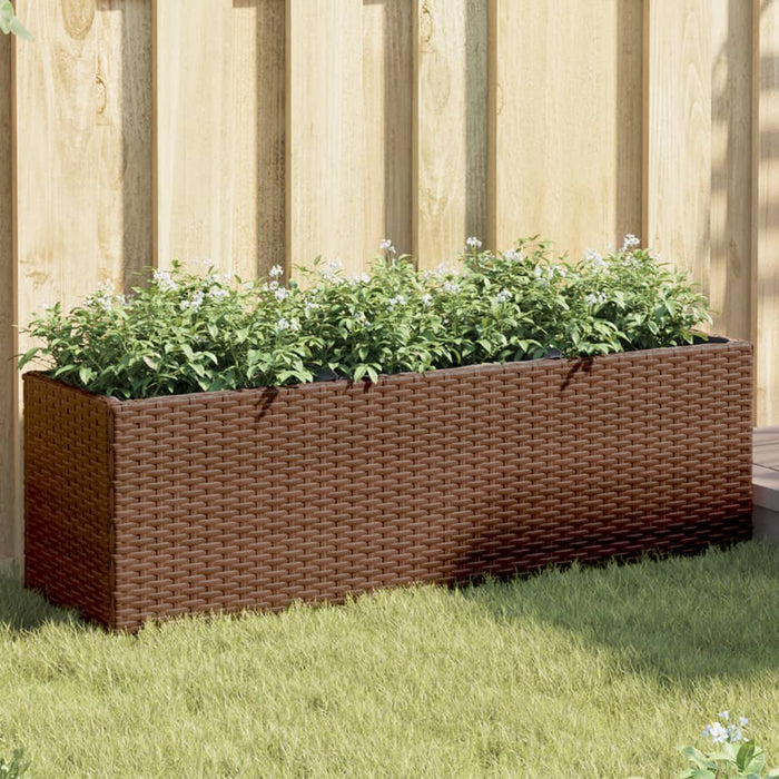 Fioriere da Giardino con 3 Vasi Marrone 105x30x32 cm Polyrattan 3210523