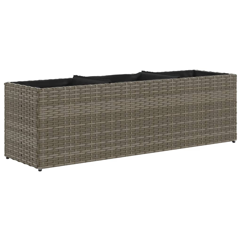 Fioriere da Giardino con 3 Vasi Grigie 105x30x32 cm Polyrattan 3210524