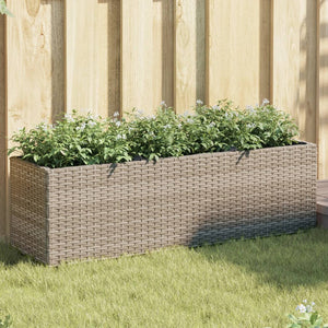 Fioriere da Giardino con 3 Vasi Grigie 105x30x32 cm Polyrattan 3210524