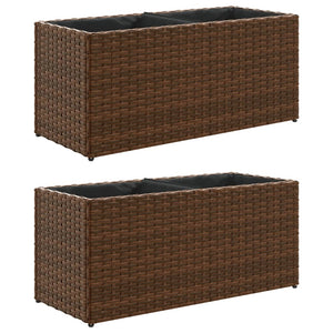 Fioriere da Giardino con 2 Vasi Marrone 72x30x32 cm Polyrattan 3210529