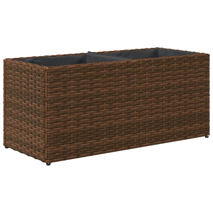 Fioriere da Giardino con 2 Vasi Marrone 72x30x32 cm Polyrattan 3210529