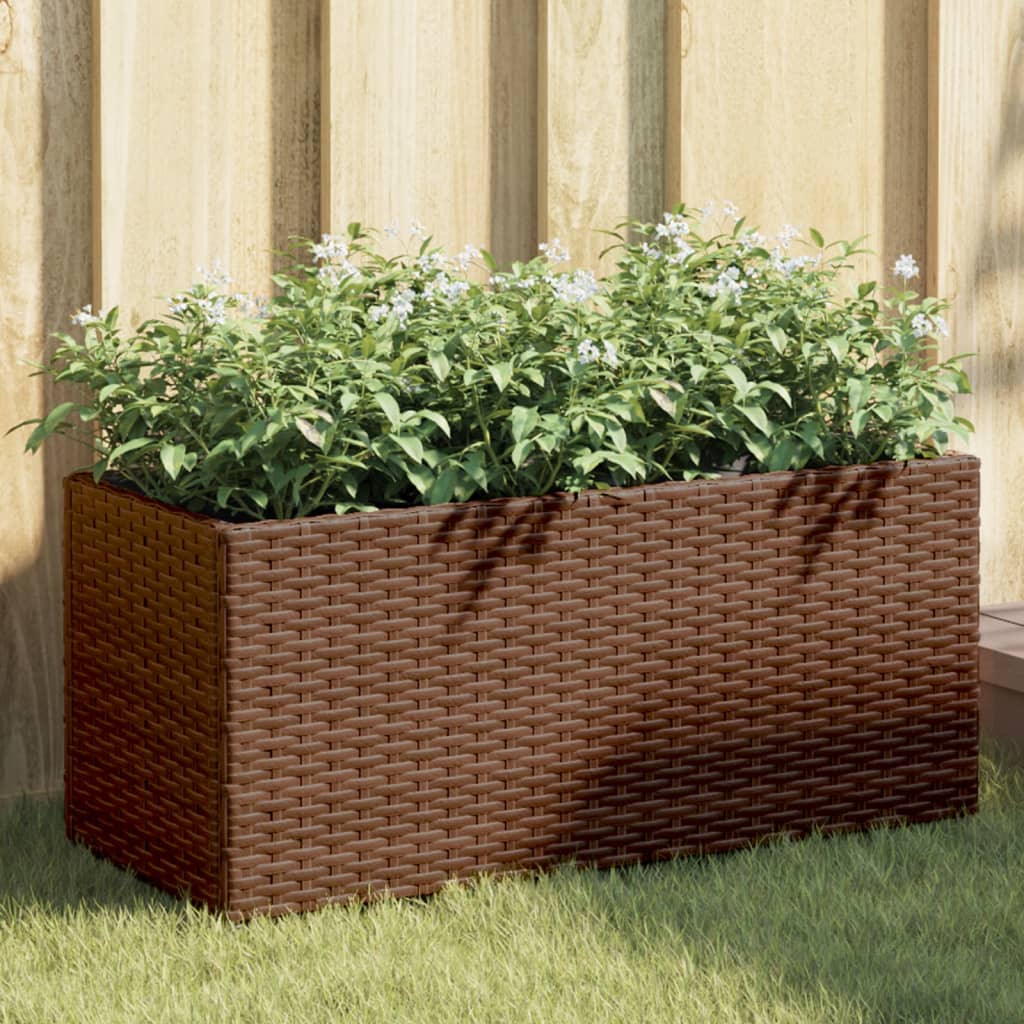 Fioriere da Giardino con 2 Vasi Marrone 72x30x32 cm Polyrattan 3210529