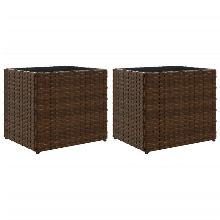 Fioriere da Giardino 2 pz Marrone 36x30x32 cm in Polyrattan 3210532