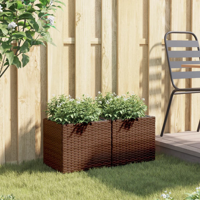 Fioriere da Giardino 2 pz Marrone 36x30x32 cm in Polyrattan 3210532