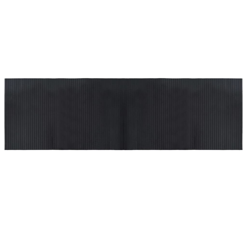 Tappeto Rettangolare Nero 60x200 cm in Bambù 376714