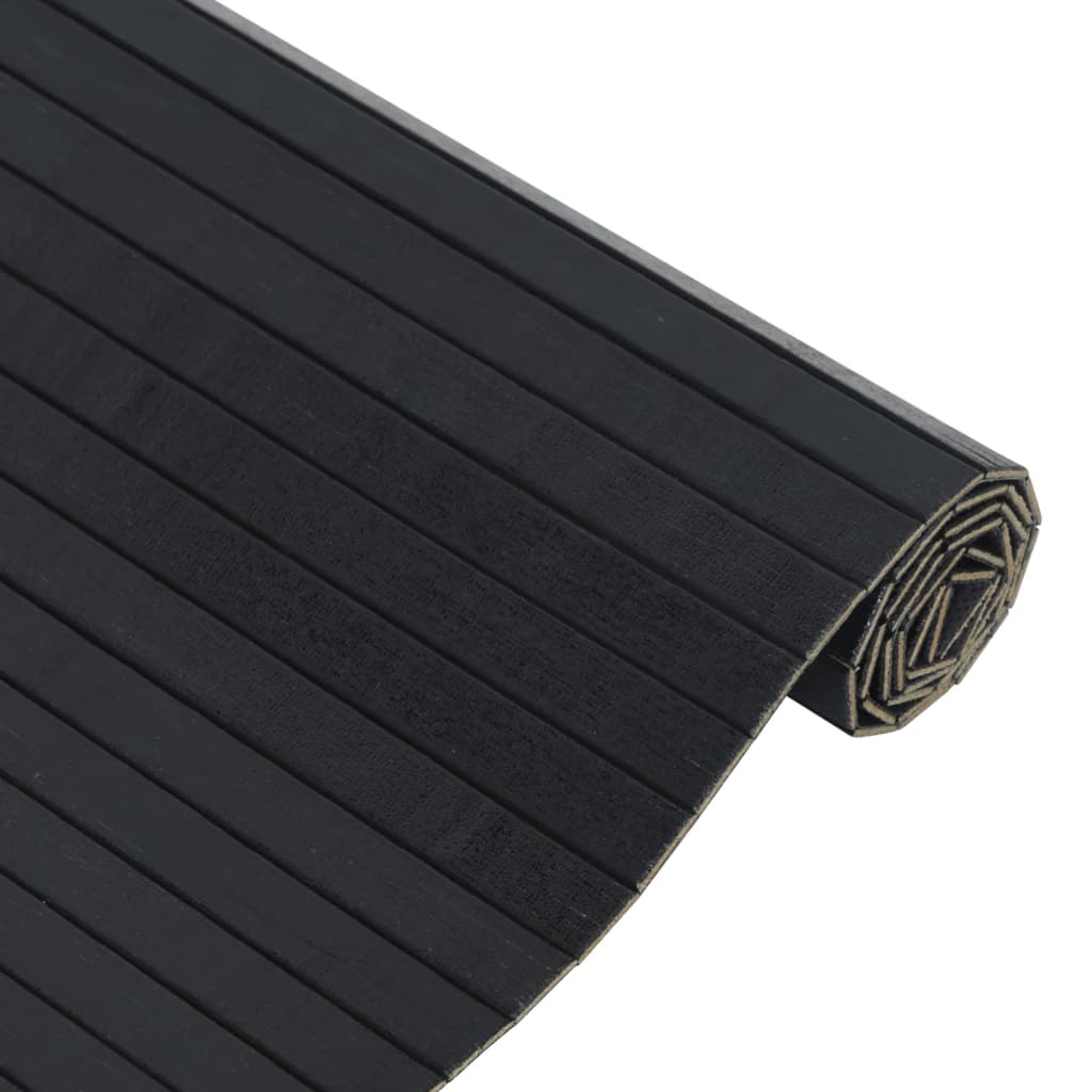 Tappeto Rettangolare Nero 60x200 cm in Bambù 376714