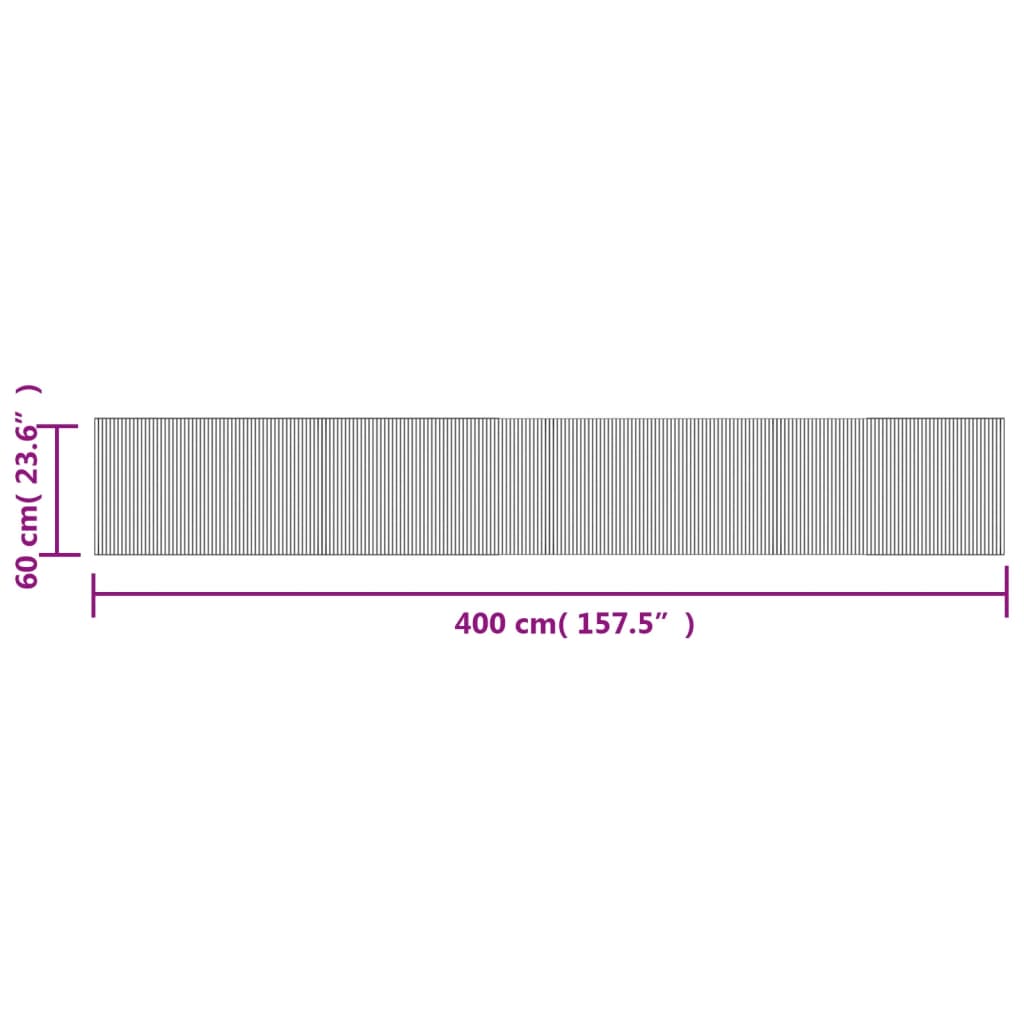 Tappeto Rettangolare Grigio 60x400 cm in Bambù 376730