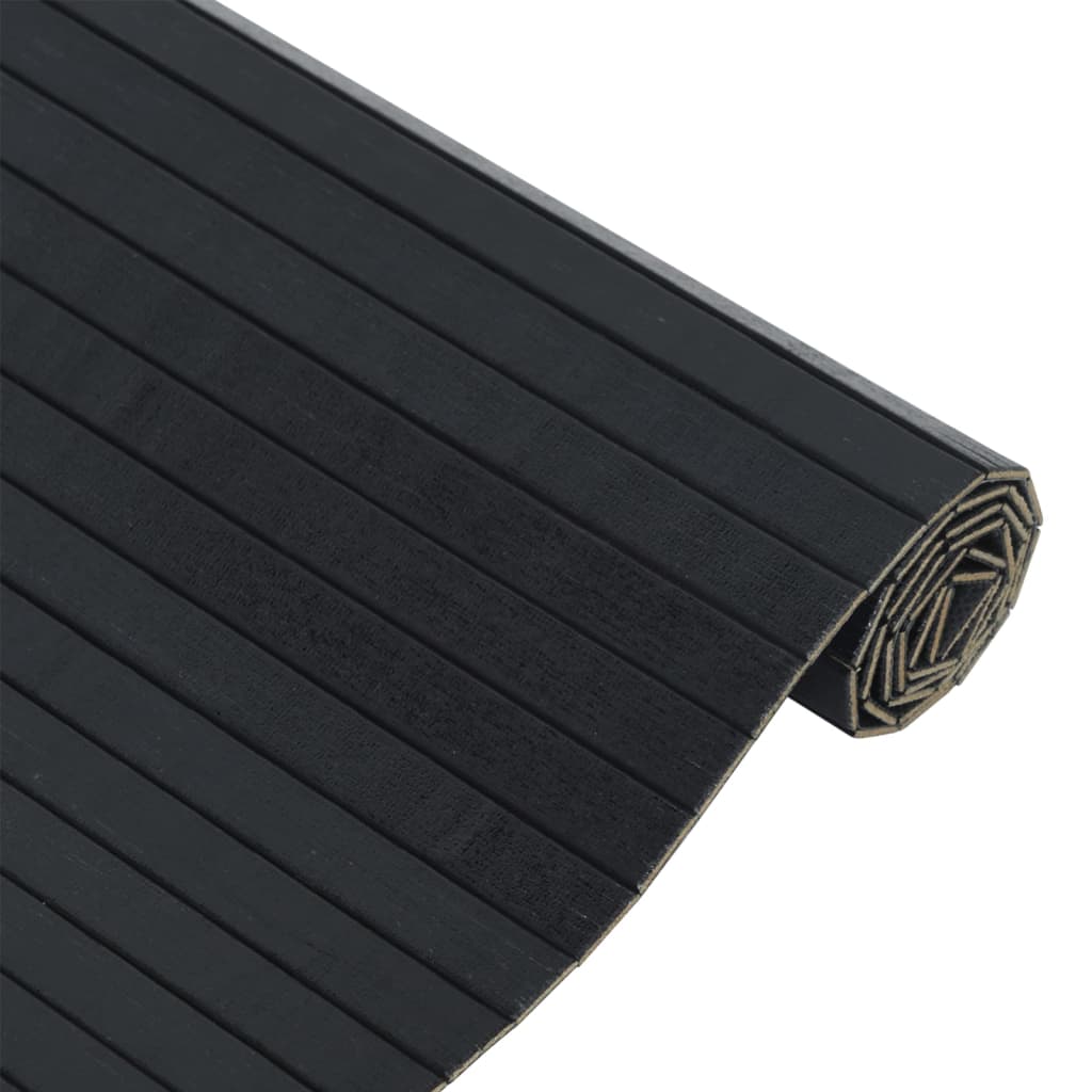 Tappeto Rettangolare Nero 70x100 cm in Bambù 376738