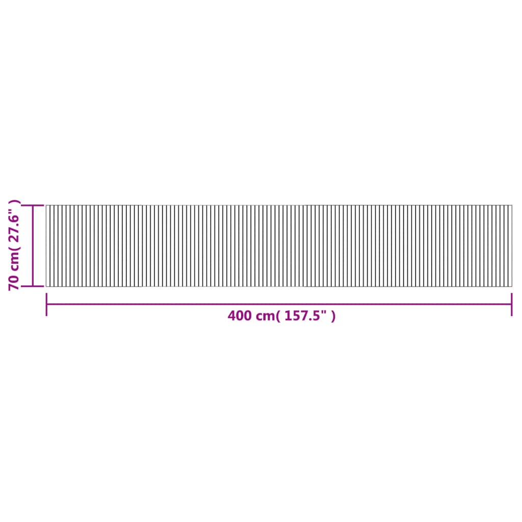 Tappeto Rettangolare Nero 70x400 cm in Bambù 376756