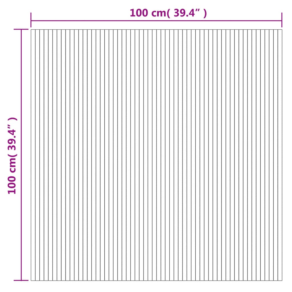 Tappeto Rettangolare Naturale Chiaro 100x100 cm in Bambù 376801