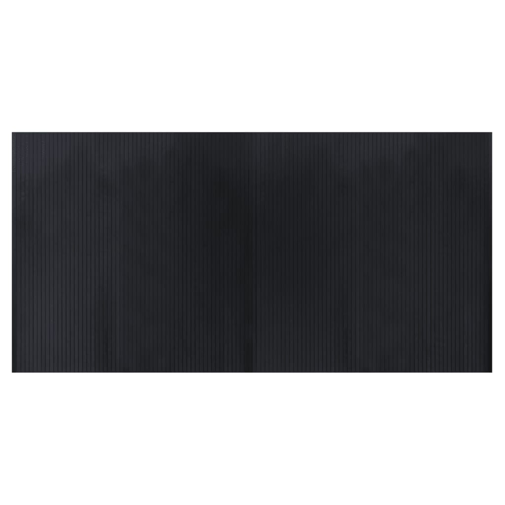 Tappeto Rettangolare Nero 100x200 cm in Bambù 376804