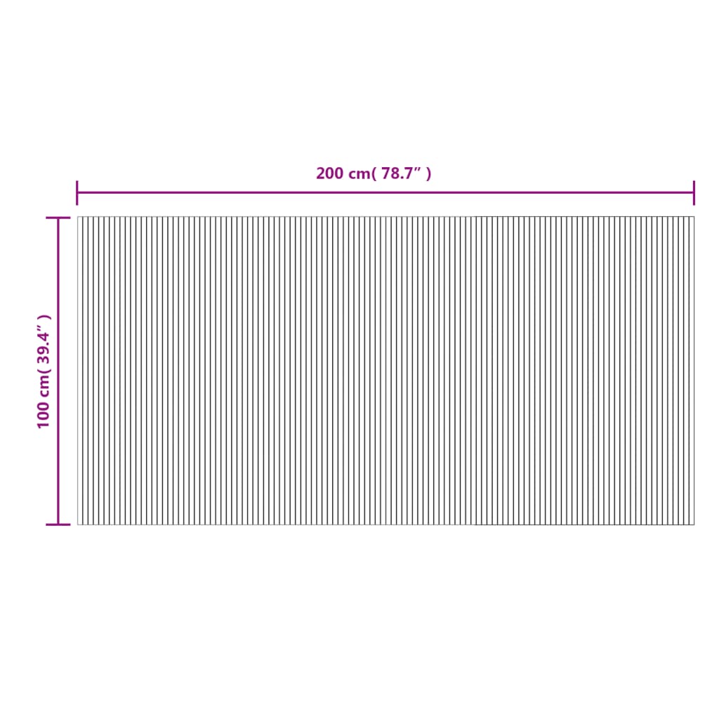 Tappeto Rettangolare Naturale Chiaro 100x200 cm in Bambù 376807