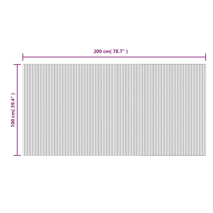 Tappeto Rettangolare Naturale Chiaro 100x200 cm in Bambù 376807