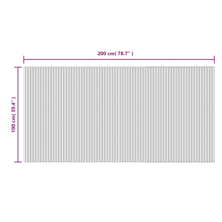 Tappeto Rettangolare Naturale Chiaro 100x200 cm in Bambù 376807