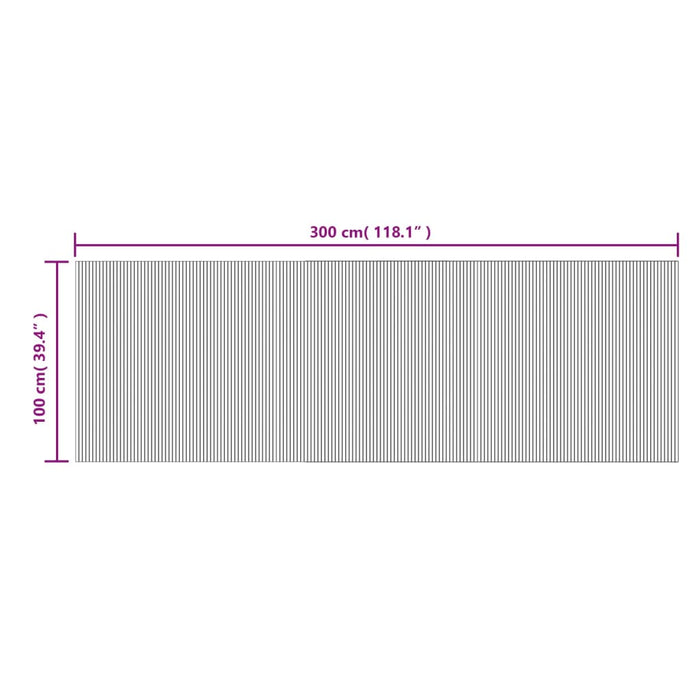 Tappeto Rettangolare Naturale 100x300 cm in Bambù 376811