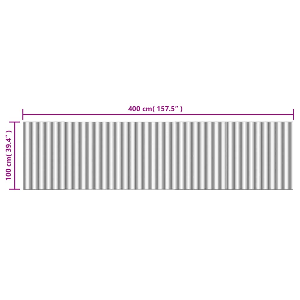 Tappeto Rettangolare Natura Chiaro 100x400 cm in Bambù 376819