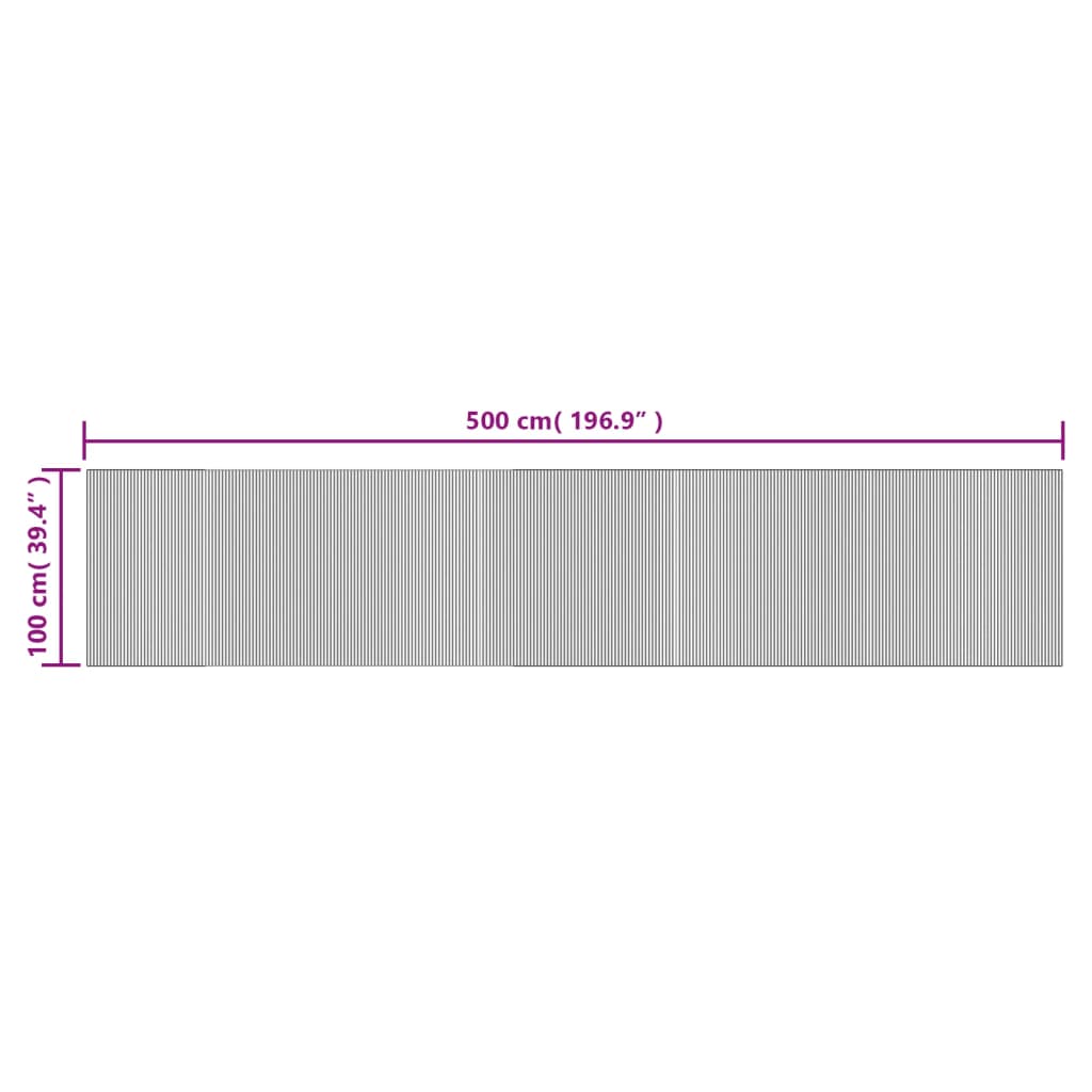 Tappeto Rettangolare Marrone 100x500 cm in Bambù 376824