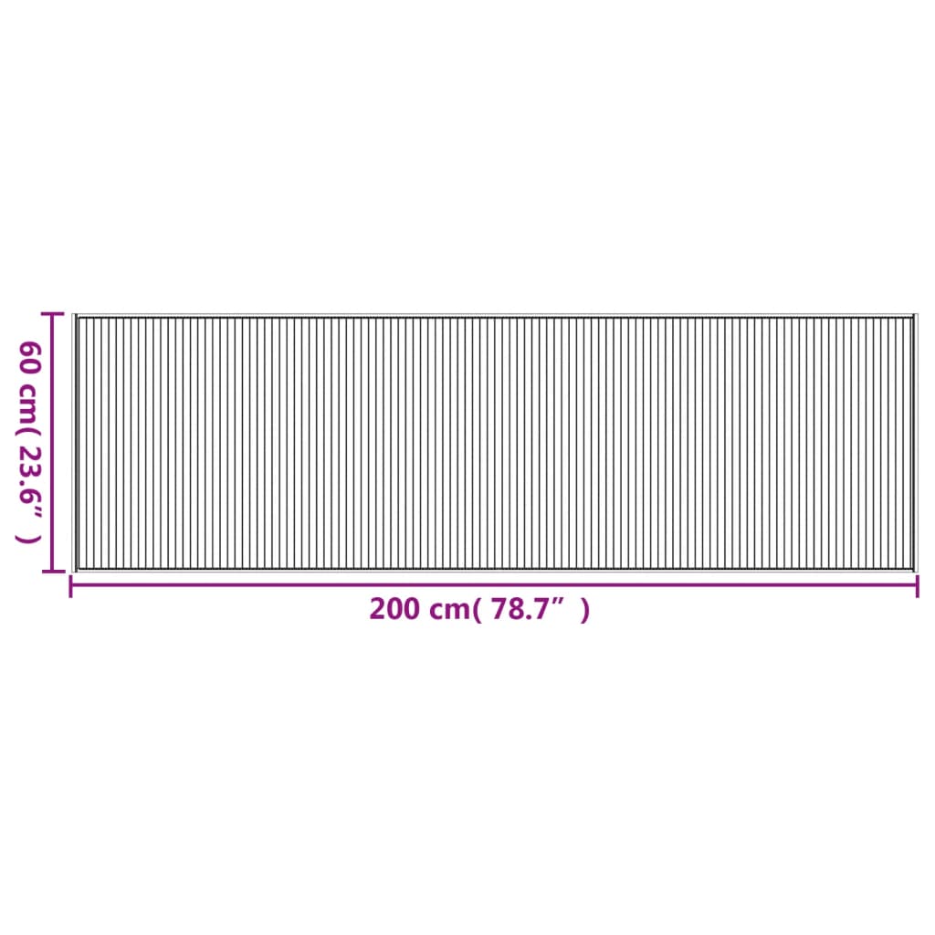 Tappeto Rettangolare Marrone Scuro 60x200 cm in Bambù 376839