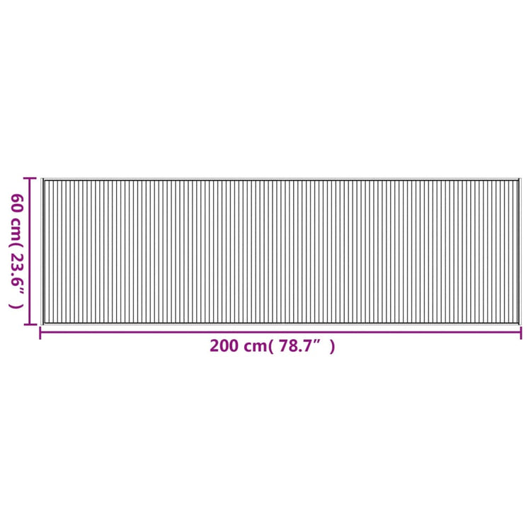 Tappeto Rettangolare Marrone Scuro 60x200 cm in Bambù 376839