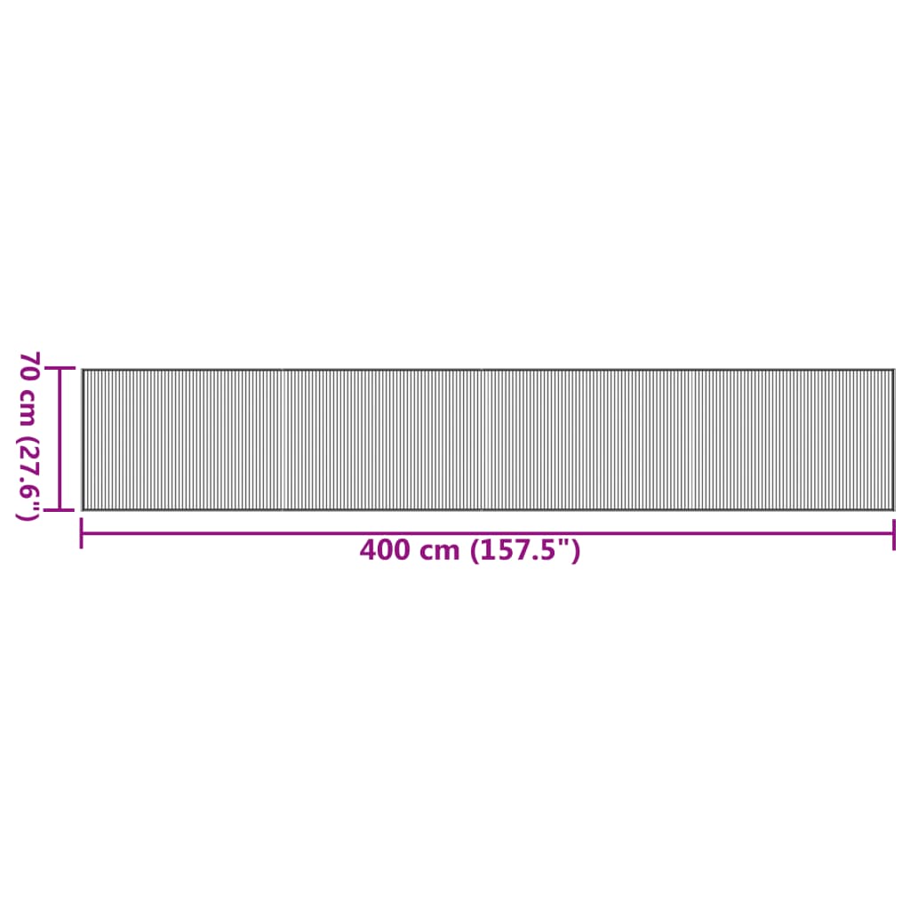 Tappeto Rettangolare Nero 70x400 cm in Bambù 376882