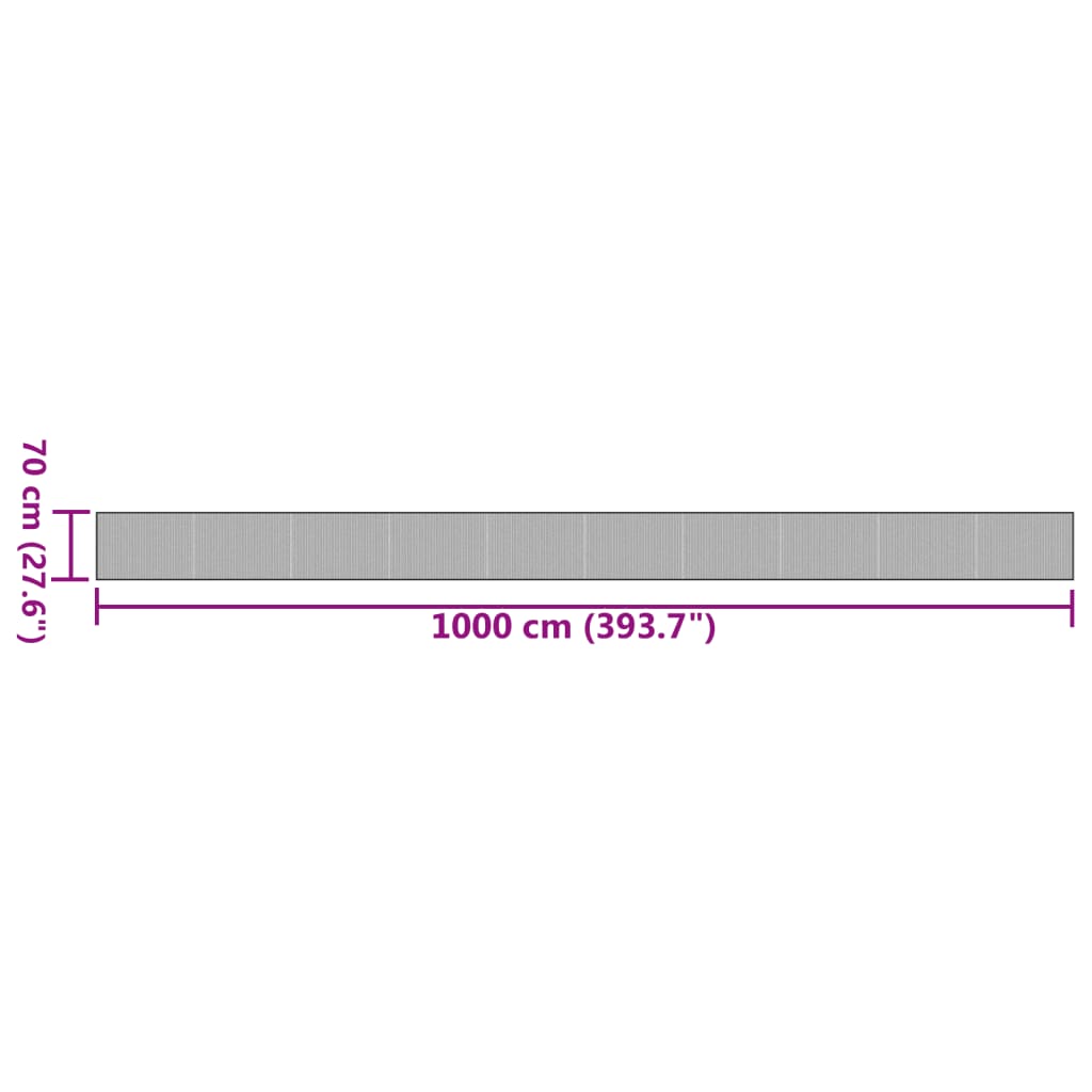 Tappeto Rettangolare Nero 70x1000 cm in Bambù 376894