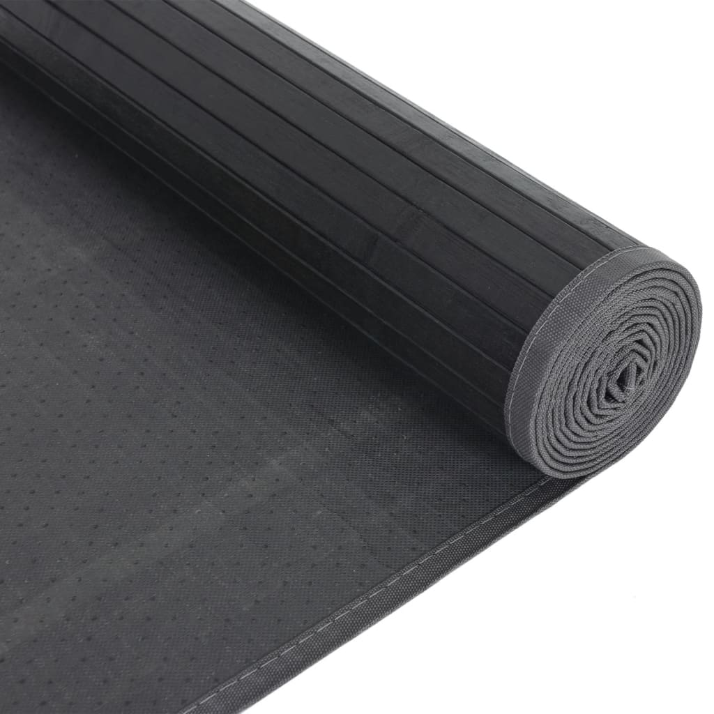 Tappeto Rettangolare Nero 80x100 cm in Bambù 376900