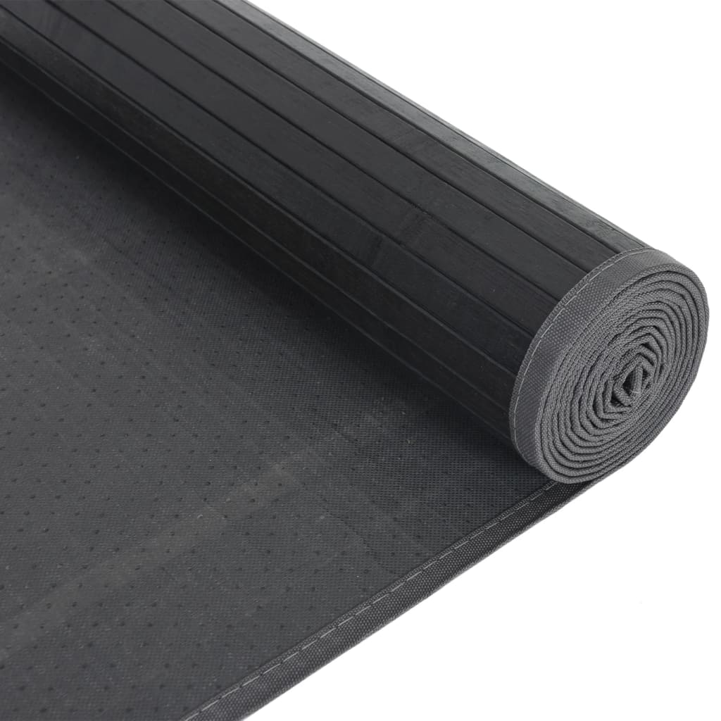 Tappeto Rettangolare Nero 80x200 cm in Bambù 376906