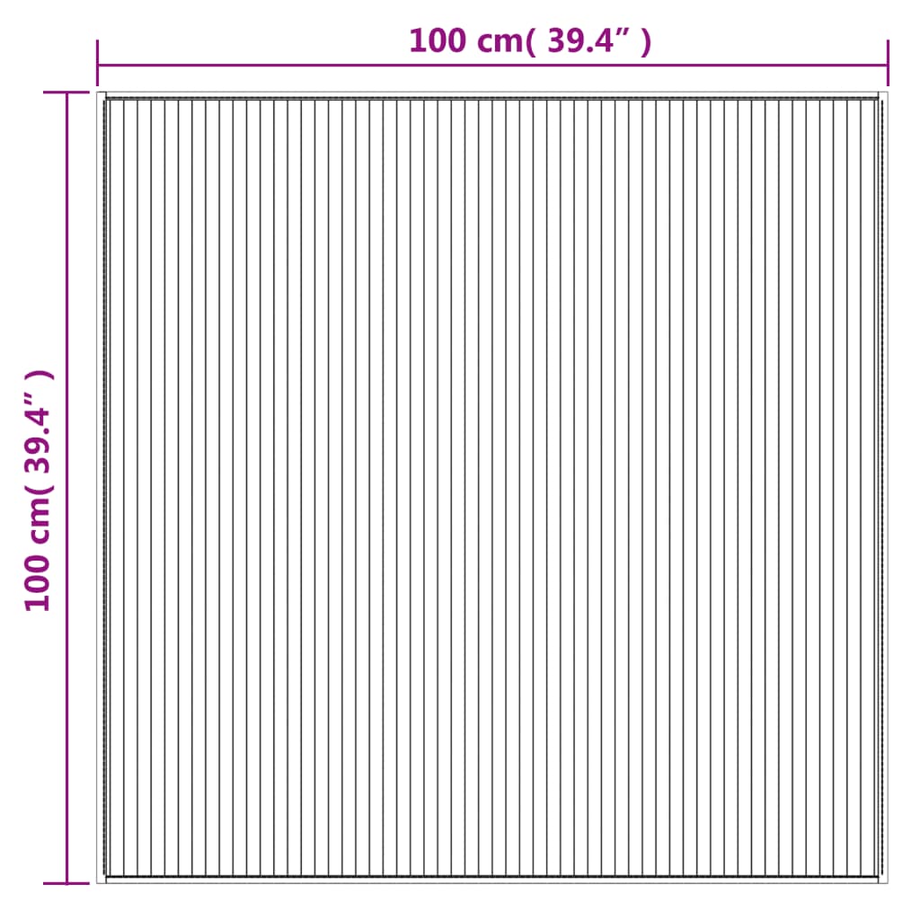 Tappeto Rettangolare Grigio 100x100 cm in Bambù 376940