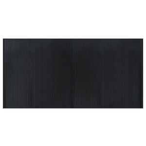 Tappeto Rettangolare Nero 100x200 cm in Bambù 376942