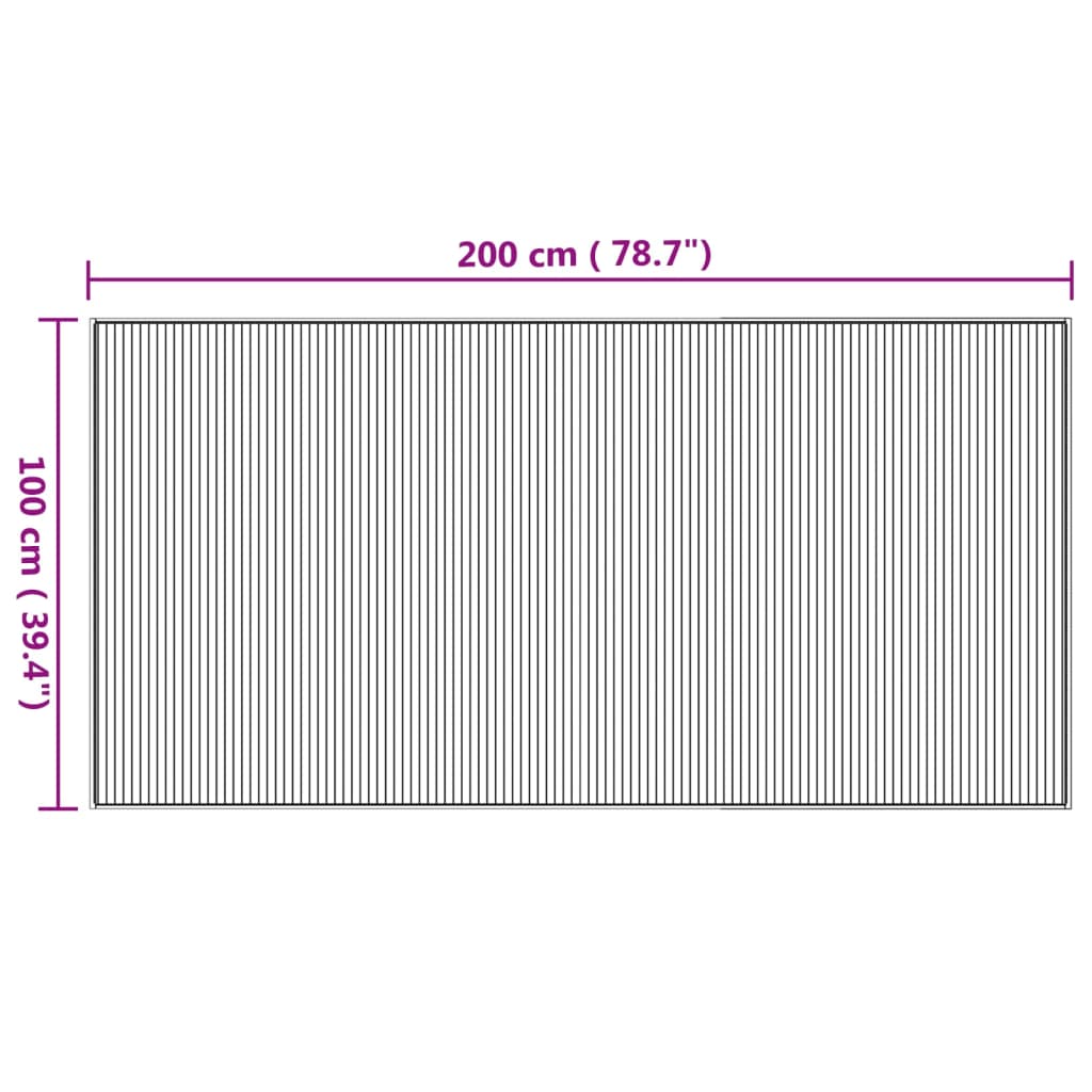 Tappeto Rettangolare Naturale 100x200 cm in Bambù 376943