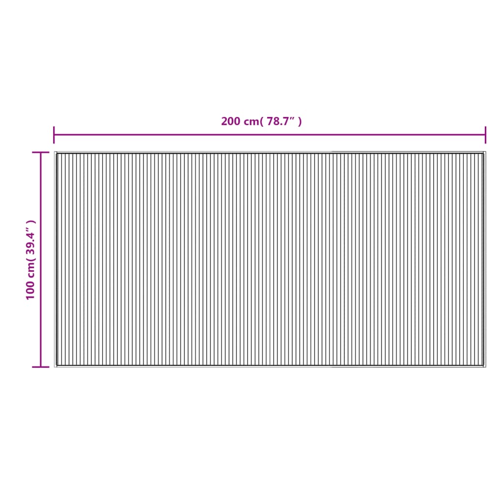 Tappeto Rettangolare Marrone 100x200 cm in Bambù 376944