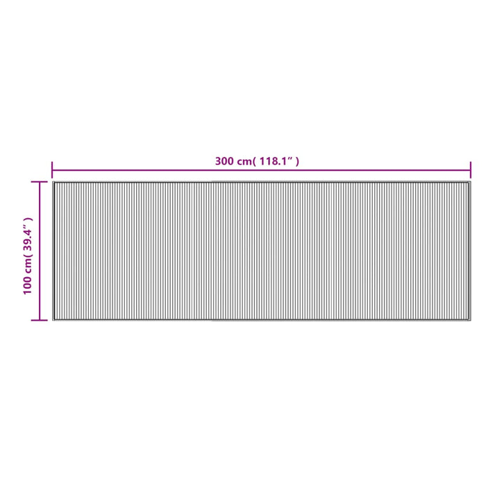 Tappeto Rettangolare Marrone Scuro 100x300 cm in Bambù 376953