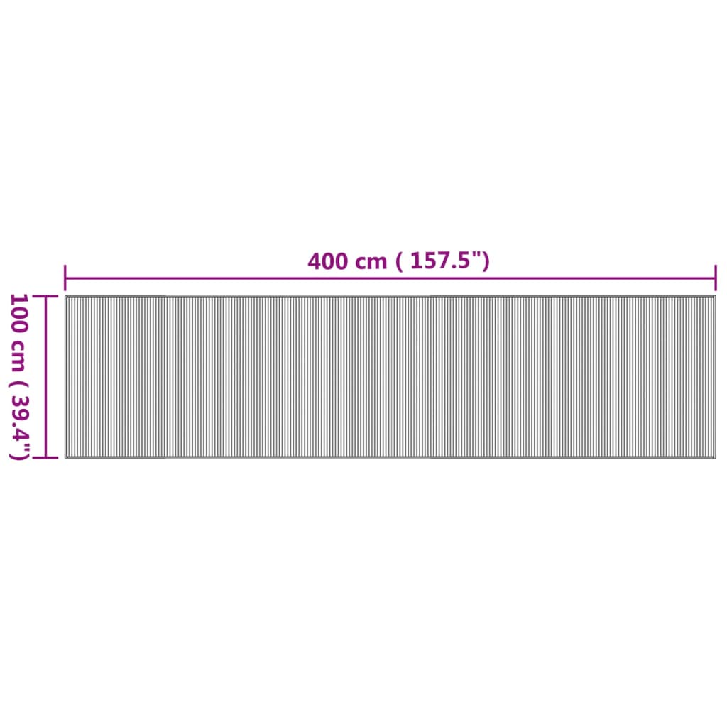 Tappeto Rettangolare Naturale 100x400 cm in Bambù 376955