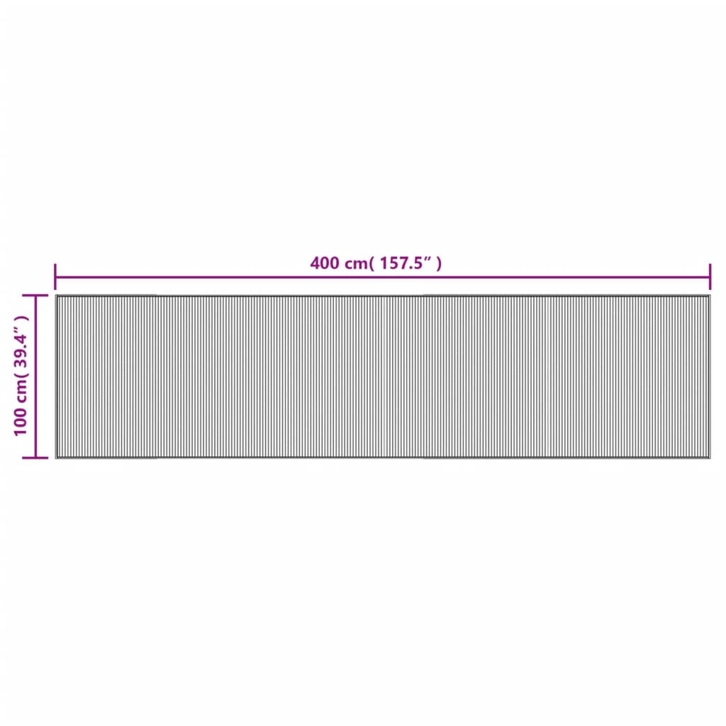 Tappeto Rettangolare Marrone 100x400 cm in Bambù 376956