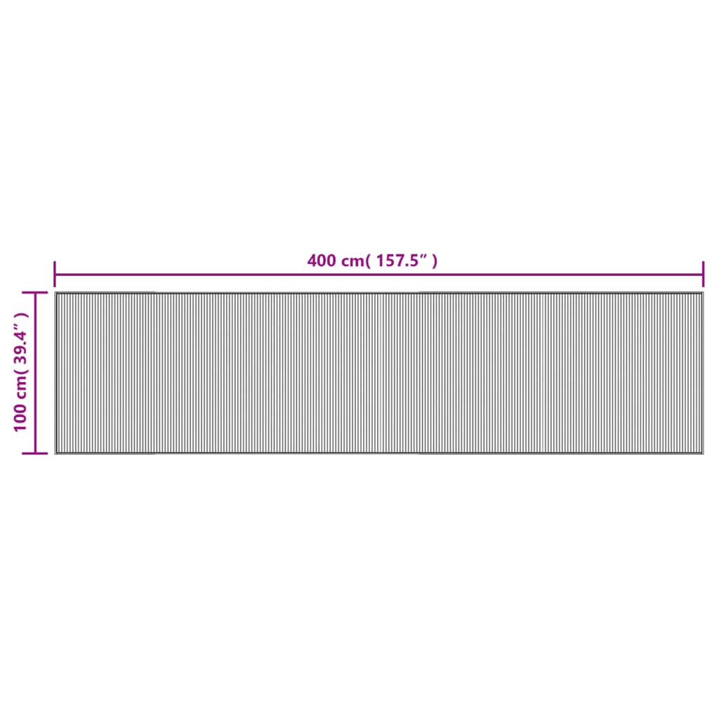 Tappeto Rettangolare Grigio 100x400 cm in Bambù 376958