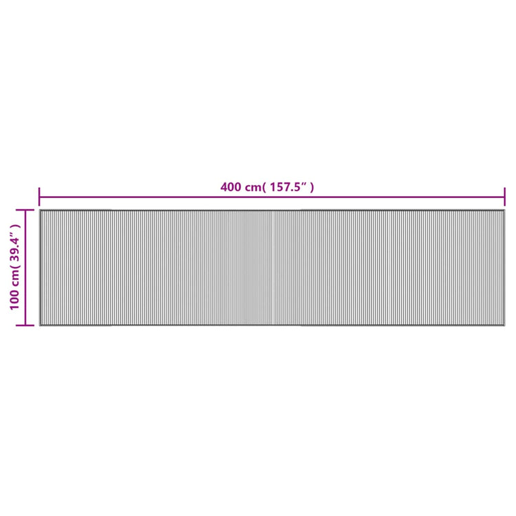 Tappeto Rettangolare Grigio 100x400 cm in Bambù 376958