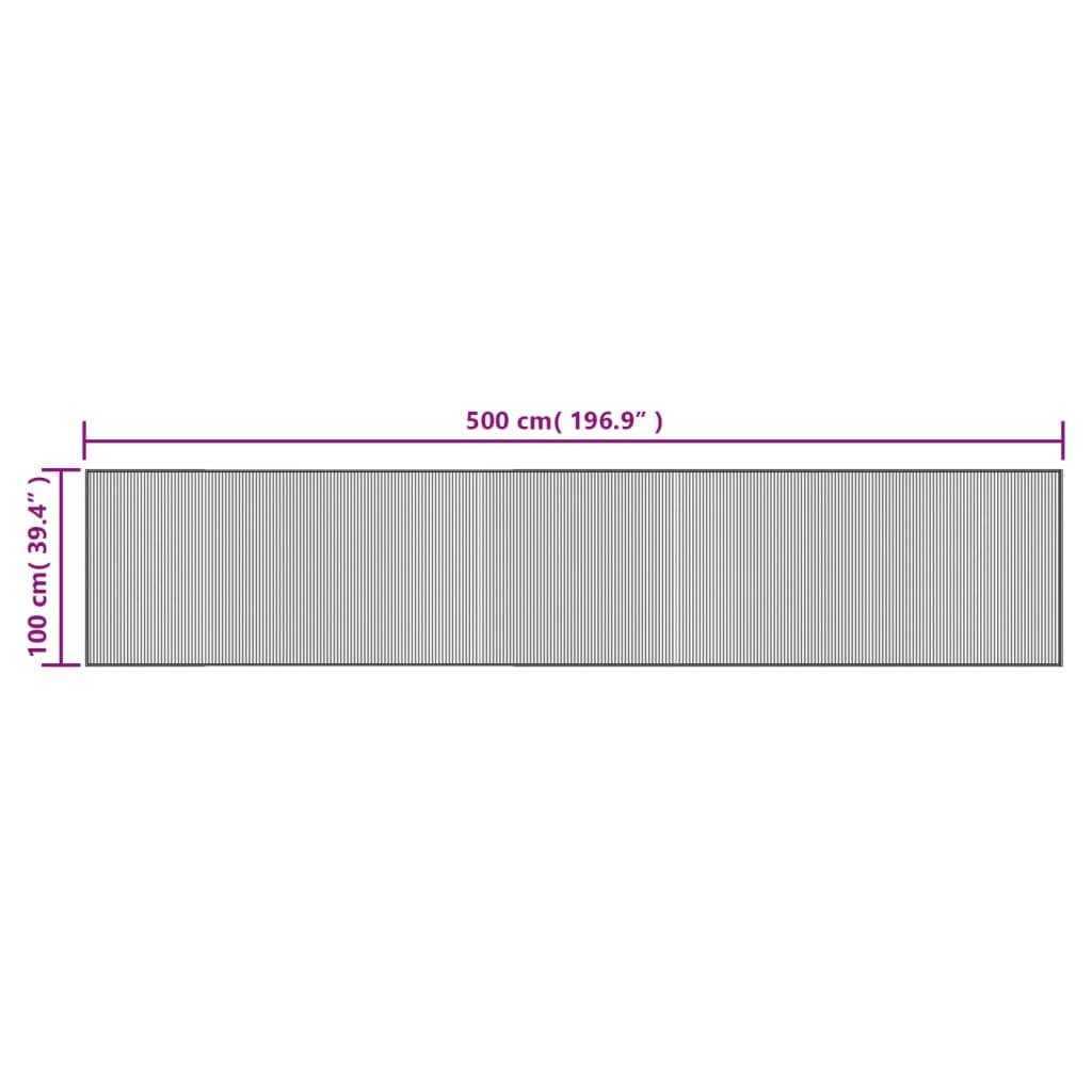 Tappeto Rettangolare Marrone 100x500 cm in Bambù 376962