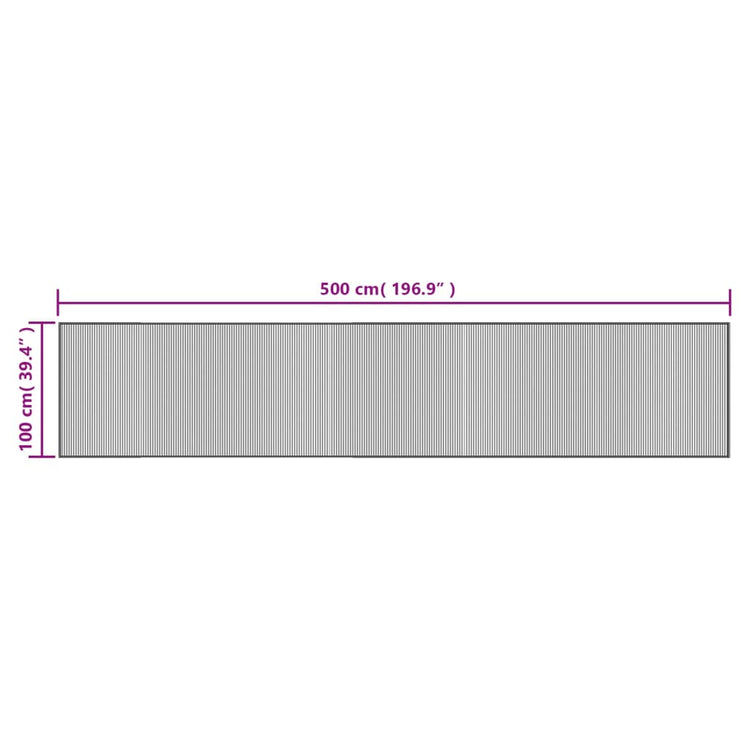 Tappeto Rettangolare Marrone 100x500 cm in Bambù 376962