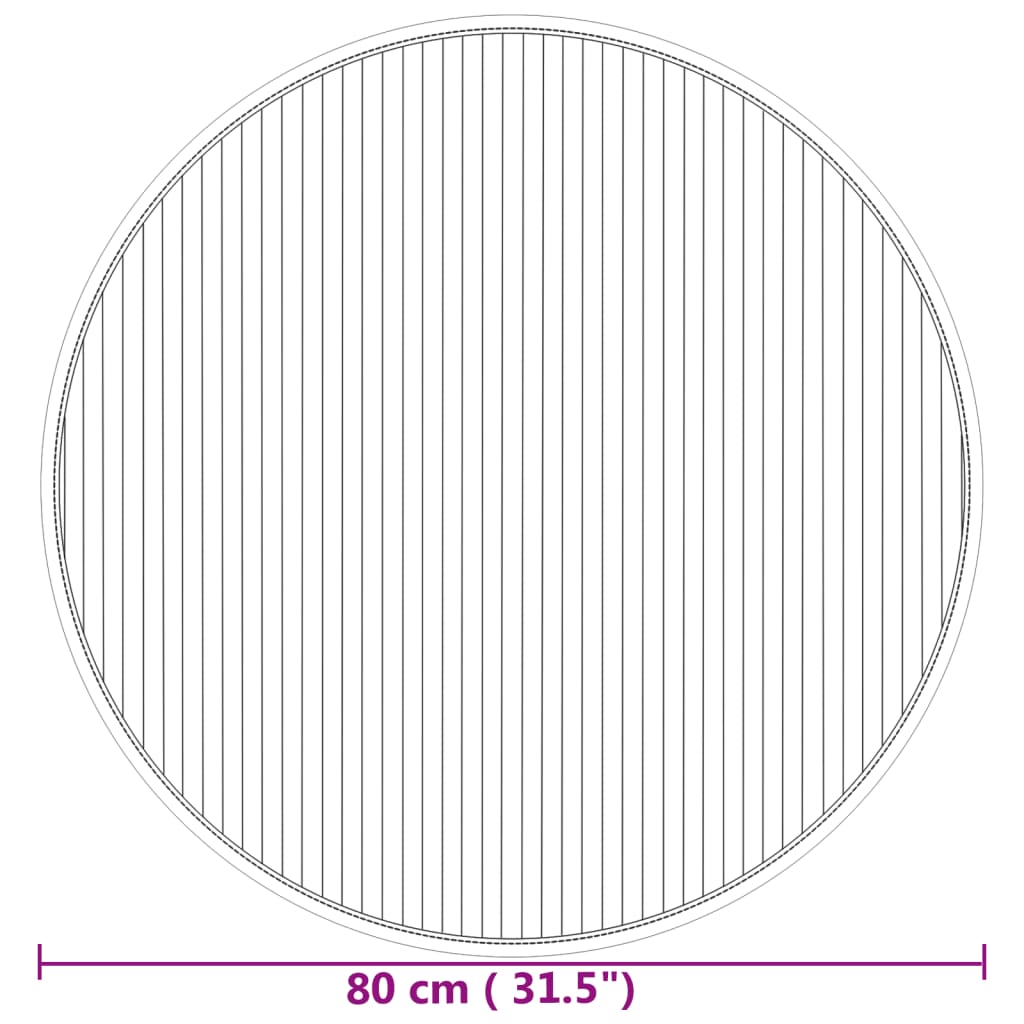 Tappeto Rotondo Naturale 80 cm in Bambù 376979