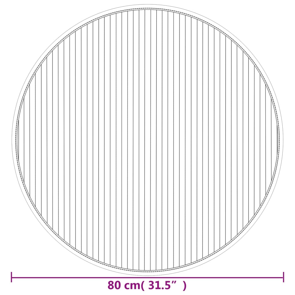 Tappeto Rotondo Marrone 80 cm in Bambù 376980