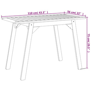 Tavolo da Pranzo da Giardino 110x56x75 cm Legno Massello Acacia 366372