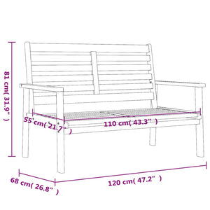 Panca Divano da Giardino 120 cm in Legno Massello di Acacia 366377