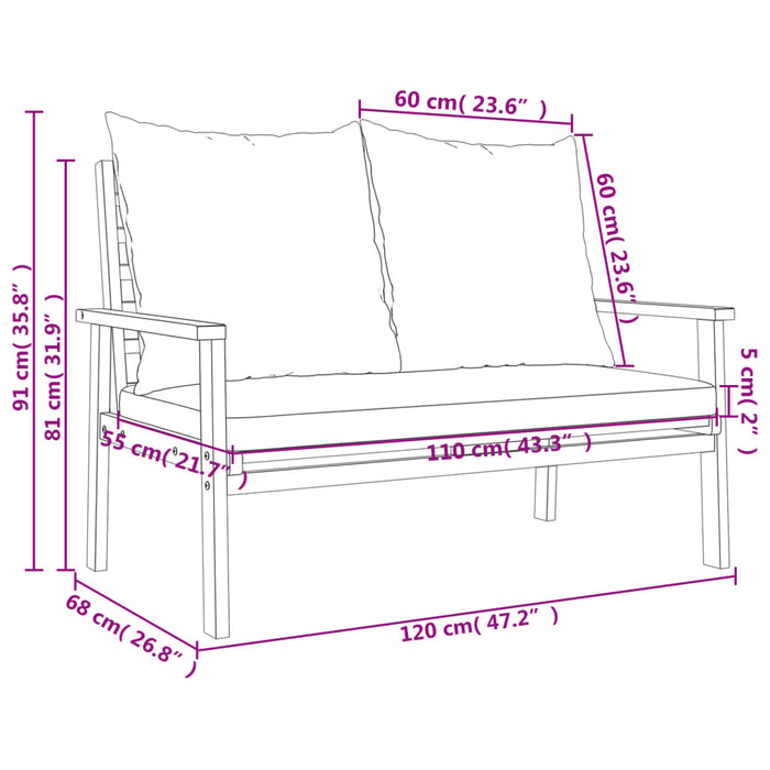 Set da Giardino con Cuscino in Legno Massello di Acacia 366382