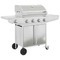 Griglia Barbecue a Gas con 5 Bruciatori Argento in Acciaio 3214256