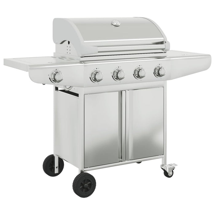 Griglia Barbecue a Gas con 5 Bruciatori Argento in Acciaio 3214256