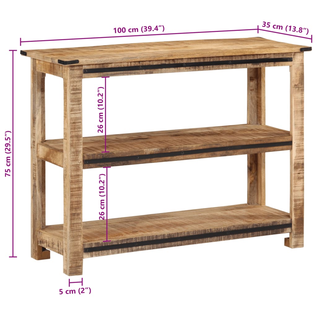 Tavolo Consolle 100x35x75 cm in Legno Massello di Mango 374055