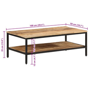 Tavolino 100x50x35 cm in Legno Massello di Mango Grezzo 374069