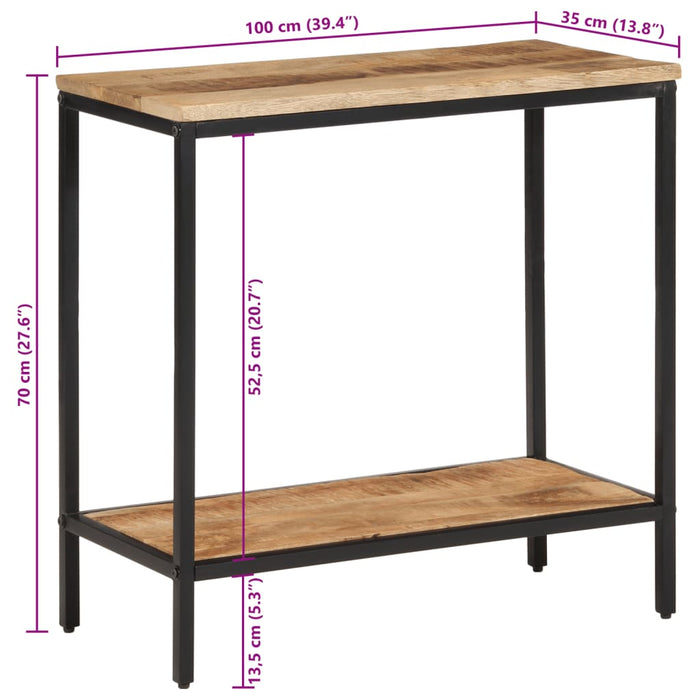 Tavolo Consolle 100x35x70 cm in Legno Massello di Mango Grezzo 374071